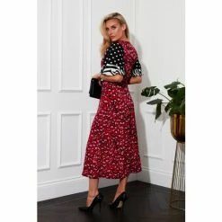 Girl In Mind Red Leopard Murphy Split Sleeve Midi Dress -Girl In Mind unnamed file 1006