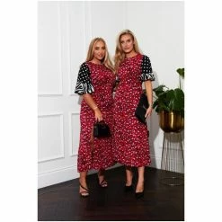 Girl In Mind Red Leopard Murphy Split Sleeve Midi Dress -Girl In Mind unnamed file 1009