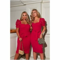 Girl In Mind Navy Regular Celine Lace Sleeve Midi Dress -Girl In Mind unnamed file 1049