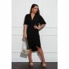 Girl In Mind Black Petite Petite Chelsea Short Sleeve Wrap Midi Dress -Girl In Mind unnamed file 1068