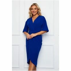 Girl In Mind Black Petite Petite Chelsea Short Sleeve Wrap Midi Dress -Girl In Mind unnamed file 1074