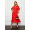 Girl In Mind Orange Everleigh Orange Belted Pleated Midi Shirt Dress -Girl In Mind unnamed file 1085