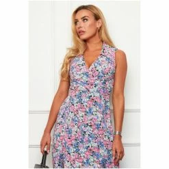 Girl In Mind Multi Sleeveless Collar Midi Dress -Girl In Mind unnamed file 1094