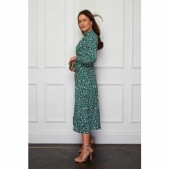 Girl In Mind Green/Purple Jamila Collared Wrap Midi Dress -Girl In Mind unnamed file 1098