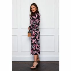 Girl In Mind Black Zelda Ruched Waist Wrap Midi Dress Paisley -Girl In Mind unnamed file 1126