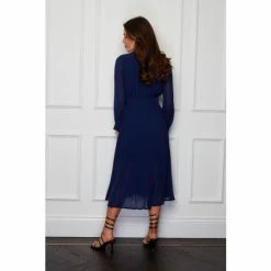 Girl In Mind Navy Petite Elaine Pleated Skirt Collar Detail Midi Dress -Girl In Mind unnamed file 1181