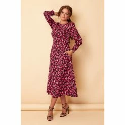 Girl In Mind Pink Ashanti Long Sleeve Leg Split Midi Dress