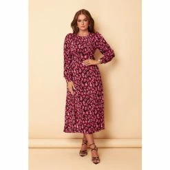 Girl In Mind Pink Ashanti Long Sleeve Leg Split Midi Dress -Girl In Mind unnamed file 1214