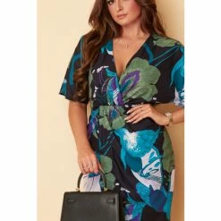 Girl In Mind Black Siena Floral Wrap Detailing Midi Dress -Girl In Mind unnamed file 1222