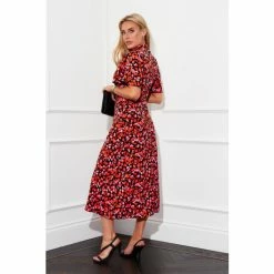 Girl In Mind Red Belle Keyhole Angel Sleeve Midi Dress -Girl In Mind unnamed file 1227