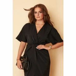 Girl In Mind Black Regular Short Sleeve Chelsea Wrap Dress -Girl In Mind unnamed file 1265
