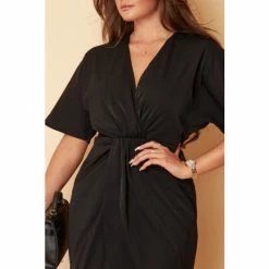 Girl In Mind Black Regular Short Sleeve Chelsea Wrap Dress -Girl In Mind unnamed file 1266