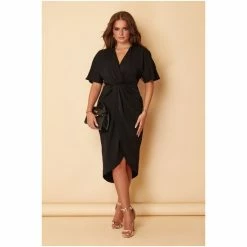 Girl In Mind Black Regular Short Sleeve Chelsea Wrap Dress -Girl In Mind unnamed file 1268