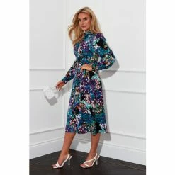 Girl In Mind Blue Long Sleeve Printed Midi Shirt Dress -Girl In Mind unnamed file 1283