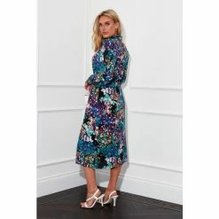 Girl In Mind Blue Long Sleeve Printed Midi Shirt Dress -Girl In Mind unnamed file 1284