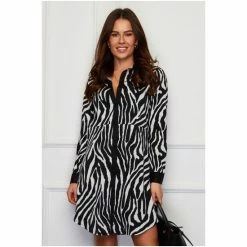 Girl In Mind Black Zebra Print Shirt Dress -Girl In Mind unnamed file 1297