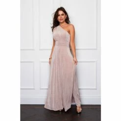 Girl In Mind Pink One Shoulder Maxi Dress