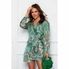 Girl In Mind Green Long Sleeved Satin Mini Wrap Dress -Girl In Mind unnamed file 1314