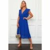 Girl In Mind Blue Petite Petite Sylvie Pleated Flutter Sleeve Midi Dress -Girl In Mind unnamed file 1329