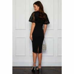 Girl In Mind Black Reagan Lace Top Batwing Midi Dress -Girl In Mind unnamed file 1353