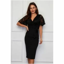 Girl In Mind Black Reagan Lace Top Batwing Midi Dress -Girl In Mind unnamed file 1354