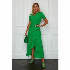 Girl In Mind Green Wrap Maxi Dress