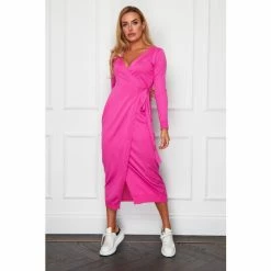 Girl In Mind Pink Knitted Midaxi Wrap Dress -Girl In Mind unnamed file 1371