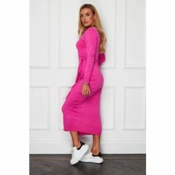 Girl In Mind Pink Knitted Midaxi Wrap Dress -Girl In Mind unnamed file 1372