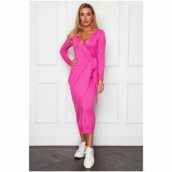 Girl In Mind Pink Knitted Midaxi Wrap Dress -Girl In Mind unnamed file 1374
