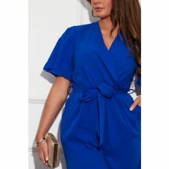 Girl In Mind Blue Regular Wrap Neck Wide Leg Jumpsuit -Girl In Mind unnamed file 1416