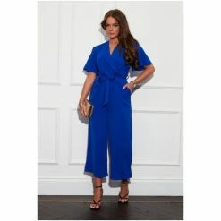 Girl In Mind Blue Regular Wrap Neck Wide Leg Jumpsuit -Girl In Mind unnamed file 1419