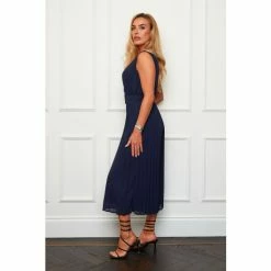 Girl In Mind Navy Regular Girl In Mind Ella Belted Pleat Wide Leg Jumpsuit -Girl In Mind unnamed file 1423