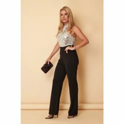 Girl In Mind Silver Sequin Halterneck Wide Leg Jumpsuit -Girl In Mind unnamed file 1435