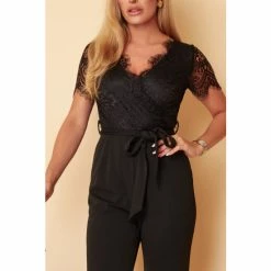 Girl In Mind Black Julia Lace Wrap Wide Leg Jumpsuit -Girl In Mind unnamed file 1471