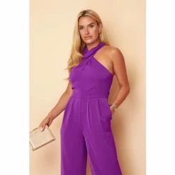 Girl In Mind Purple Halterneck Wide Leg Jumpsuit -Girl In Mind unnamed file 1476
