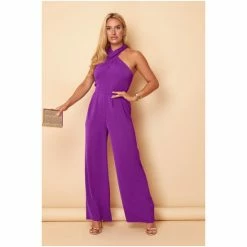 Girl In Mind Purple Halterneck Wide Leg Jumpsuit -Girl In Mind unnamed file 1478