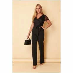 Girl In Mind Black Petite Julia Lace Wrap Wide Leg Jumpsuit 7 Girl In Mind Black Petite Julia Lace Wrap Wide Leg Jumpsuit -Girl In Mind unnamed file 1484