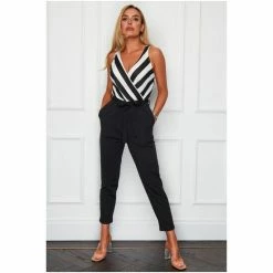Girl In Mind Monochrome Petite Emani Wrap Neck Stripe Jumpsuit 6 Girl In Mind Monochrome Petite Emani Wrap Neck Stripe Jumpsuit -Girl In Mind unnamed file 1489