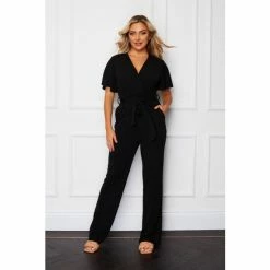 Girl In Mind Black Trixie Angel Sleeve Jumpsuit
