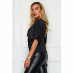 Girl In Mind Black Petite Twist Front Blouse -Girl In Mind unnamed file 1519