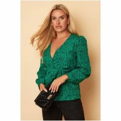 Girl In Mind Green Wrap Front Blouse -Girl In Mind unnamed file 1554