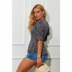 Girl In Mind Black Puff Sleeve Wrap Blouse -Girl In Mind unnamed file 1581