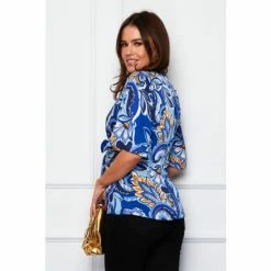 Girl In Mind Blue Satin Wrap Front Blouse -Girl In Mind unnamed file 1587