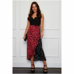 Girl In Mind Red Mixed Print Wrap Skirt -Girl In Mind unnamed file 1603