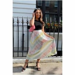 Girl In Mind Green Regular Satin Pleated Midi Skirt -Girl In Mind unnamed file 1607