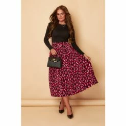 Girl In Mind Pink Petite Pleated Midi Skirt