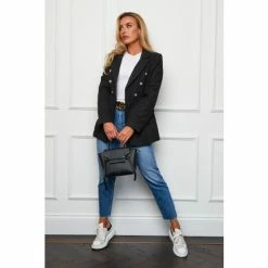 Girl In Mind Black Petite Boucle Military Button Blazer -Girl In Mind unnamed file 1627