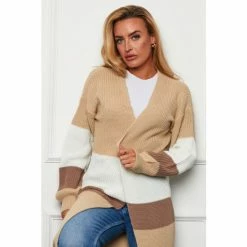 Girl In Mind Brown Emery Panelled Longline Cardigan -Girl In Mind unnamed file 1635