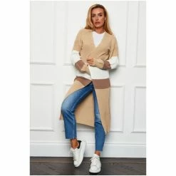 Girl In Mind Brown Emery Panelled Longline Cardigan -Girl In Mind unnamed file 1638