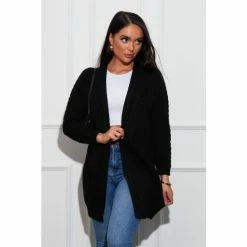 Girl In Mind Black Cable Knit Cardigan